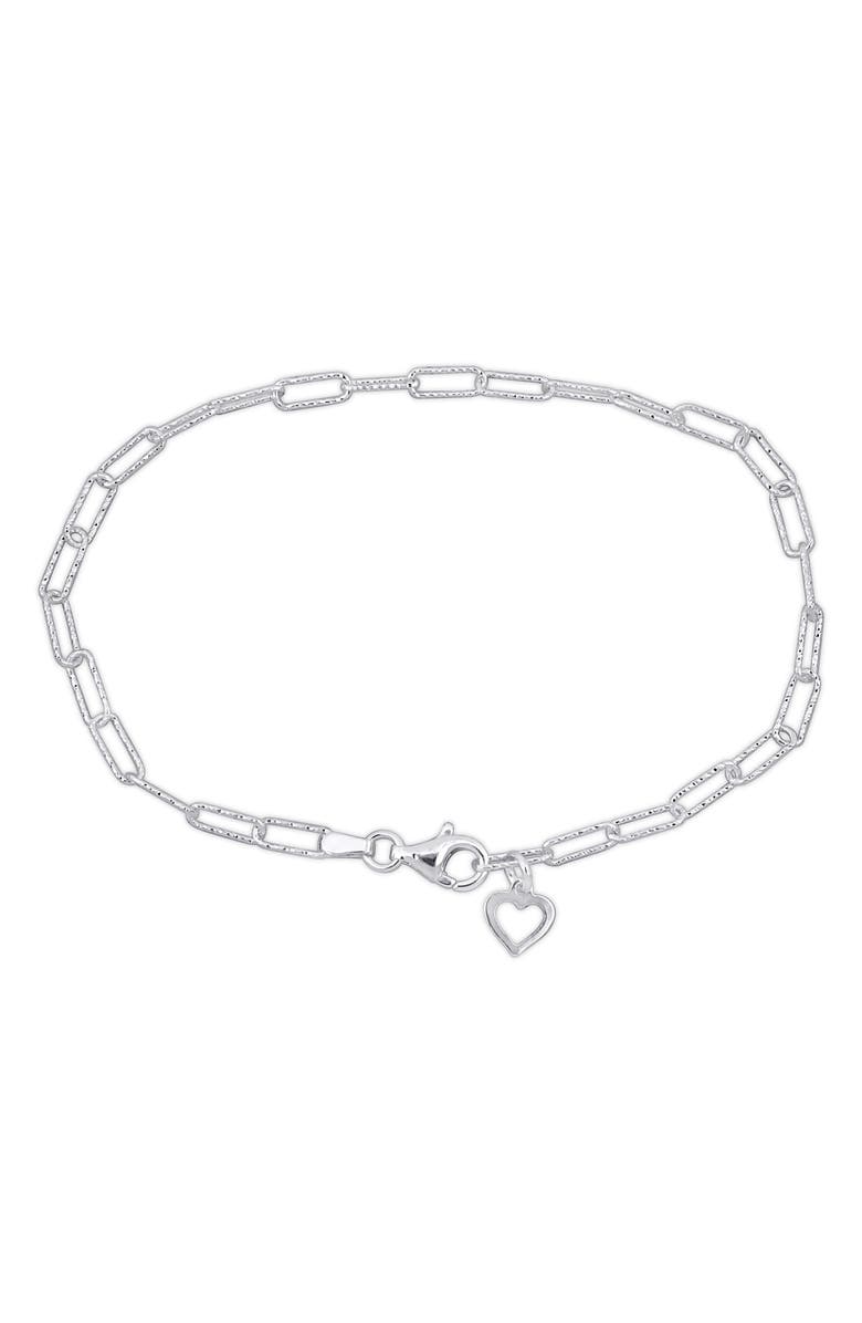 DELMAR Oval Cut Link Heart Charm Bracelet, Main, color, 