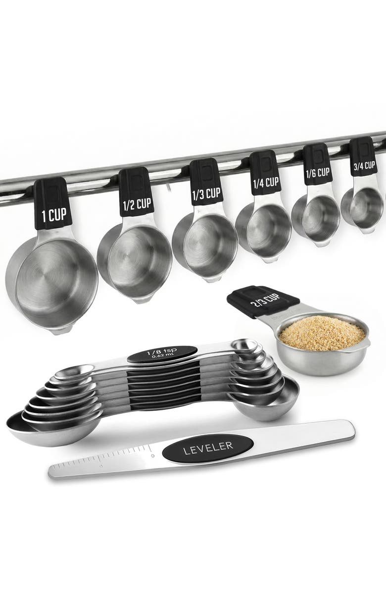 Luminuxe Magnetic Measuring Cups and Spoons Stainless Steel Set, Main, color, Silver