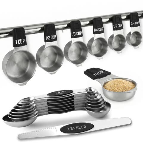 Magnetic Measuring Cups and Spoons Stainless Steel Set