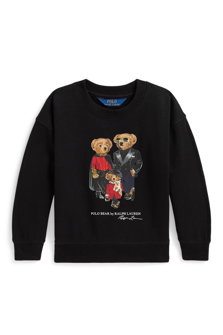 Kids' Polo Bear Family Graphic Print Sweatshirt, Main, color, BLACK