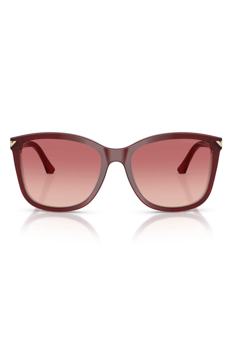 Emporio Armani 56mm Gradient Square Sunglasses, Main, color, Shiny Bordeaux / Pink Red