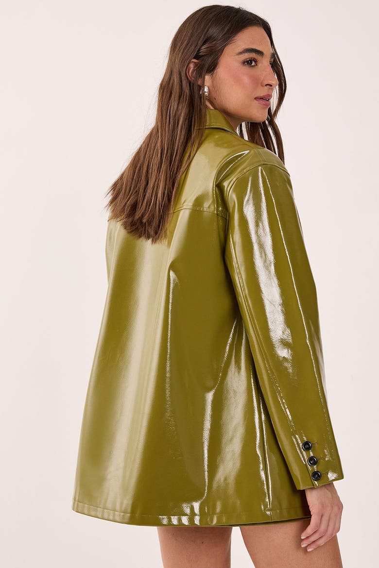 Vinyl High Clean Longline Jacket, Alternate, color, Olive