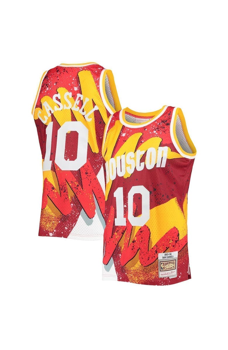 Mitchell & Ness Men's Mitchell & Ness Sam Cassell Red Houston Rockets Hardwood Classics 1993/94 Hyper Hoops Swingman Jersey, Main, color, 