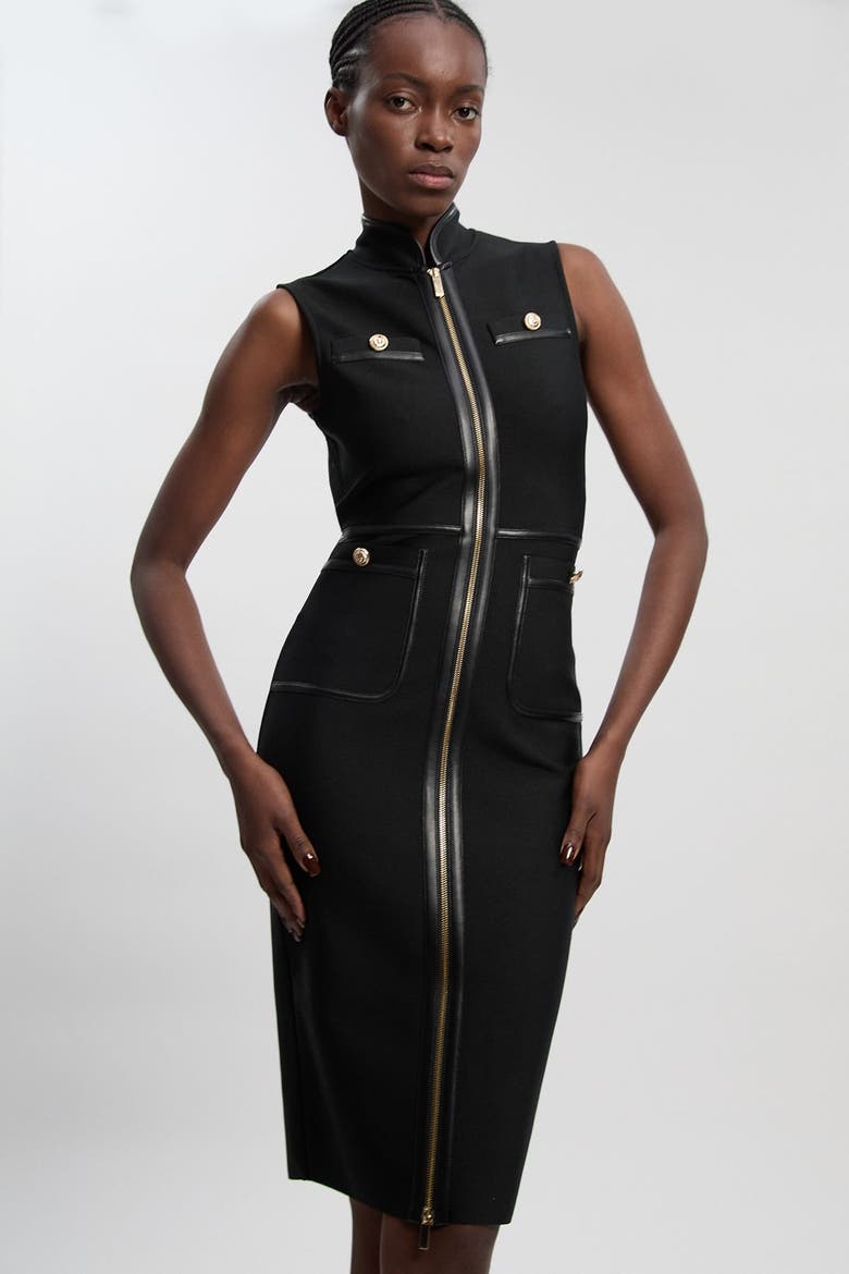 Military Bandage Midi Dress, Alternate, color, Black