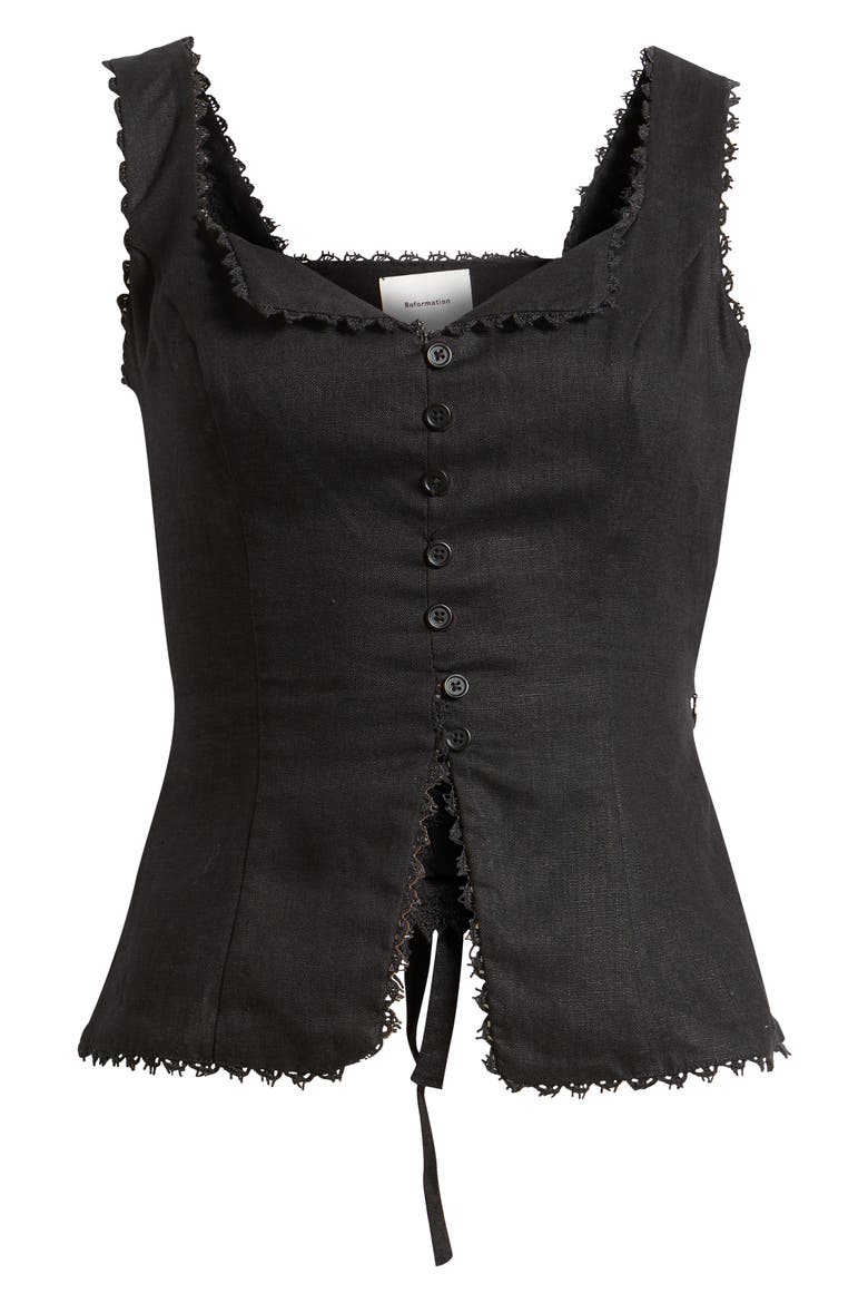 Viola Linen Tank, Alternate, color, BLACK