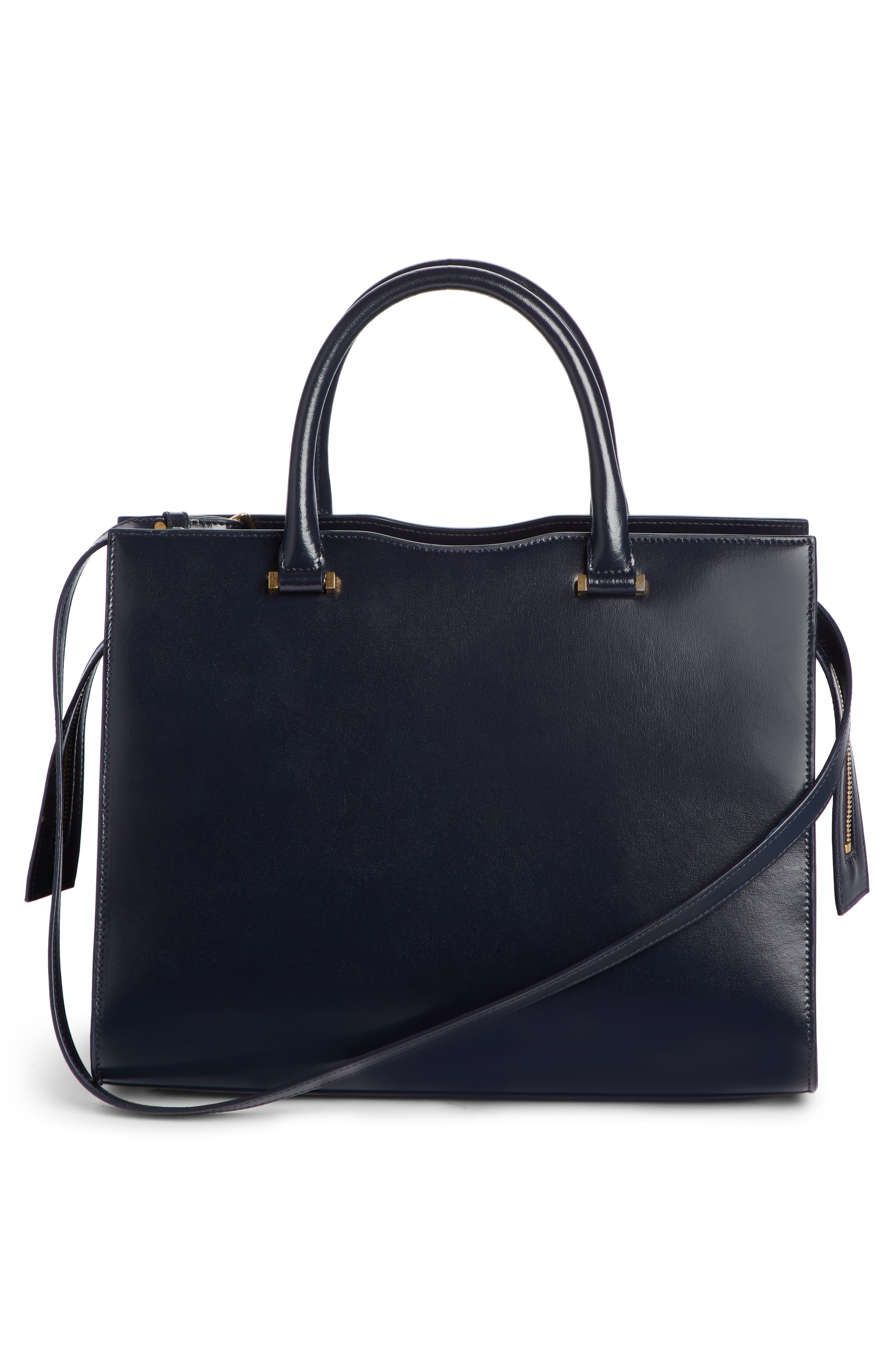 Uptown Small Cabas Leather Satchel, Alternate, color, NOIR