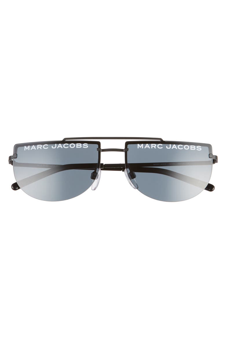 The Marc Jacobs 56mm Rimless Sunglasses, Alternate, color, MATTE BLACK/ GREY BLUE
