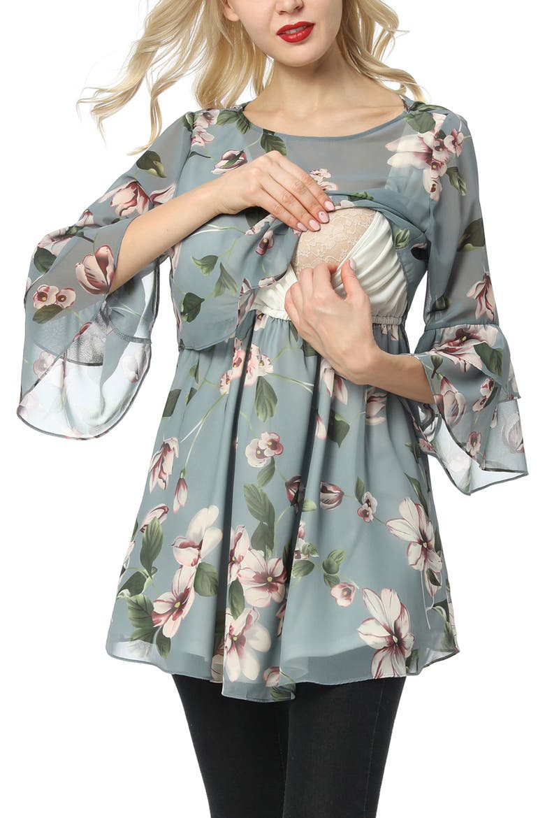 Audrey Maternity/Nursing  Floral Print Blouse, Alternate, color, Multicolored