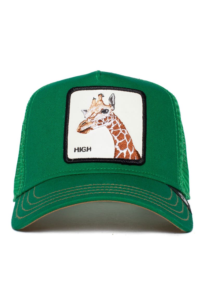 The Giraffe Embroidered Patch Trucker Hat, Alternate, color, GREEN