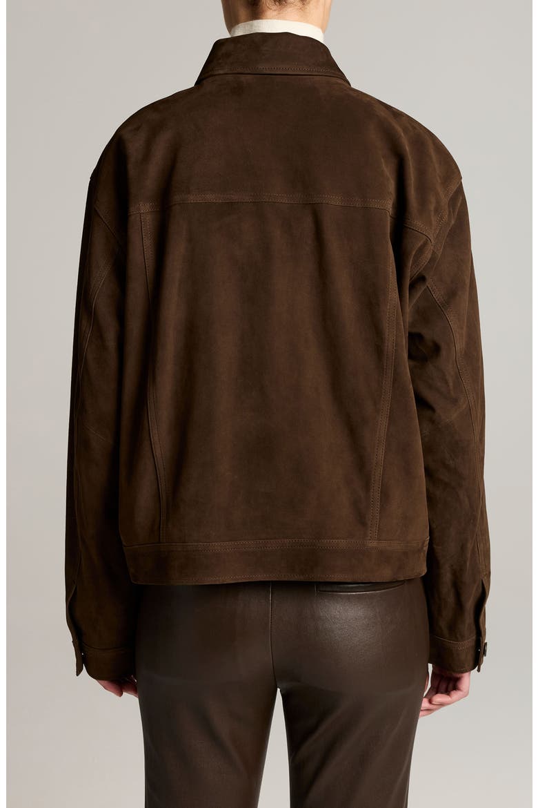 Suede Trucker Jacket, Alternate, color, PINEWOOD