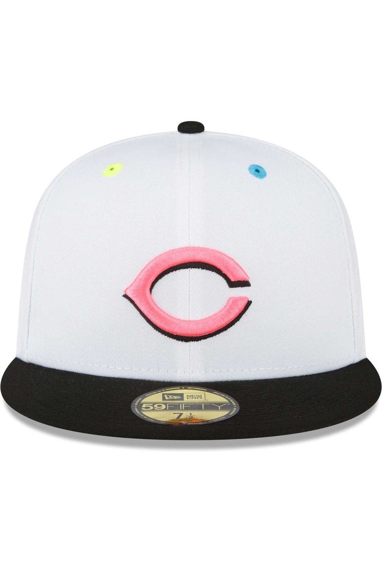 Men's New Era White Cincinnati Reds Neon Eye 59FIFTY Fitted Hat, Alternate, color, White