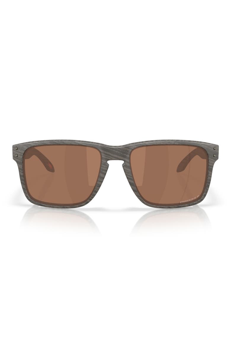 61mm Prizm™ Polarized Rectangular Sunglasses, Main, color, LIGHT WOOD