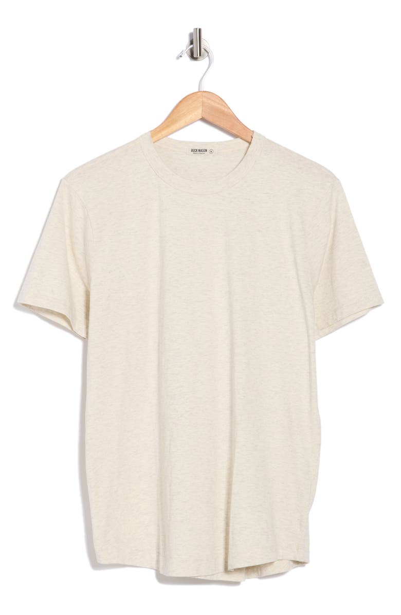 BUCK MASON Pima Cotton Curved Hem Crew T-Shirt, Main, color, Heather Oat