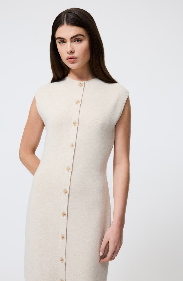 French Connection Marley Rib Midi Sweater Dress, Alternate, color, Oatmeal Melange