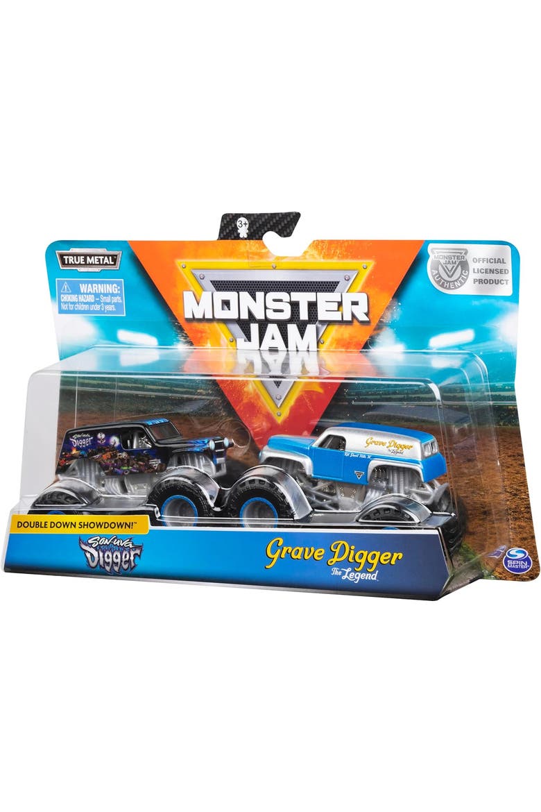 Grave Digger vs Son-Uva Digger Monster Truck Duo Pack- True Metal 164 Scale Die-Cast with Original Grave Digger Paint and Body, Alternate, color, Black
