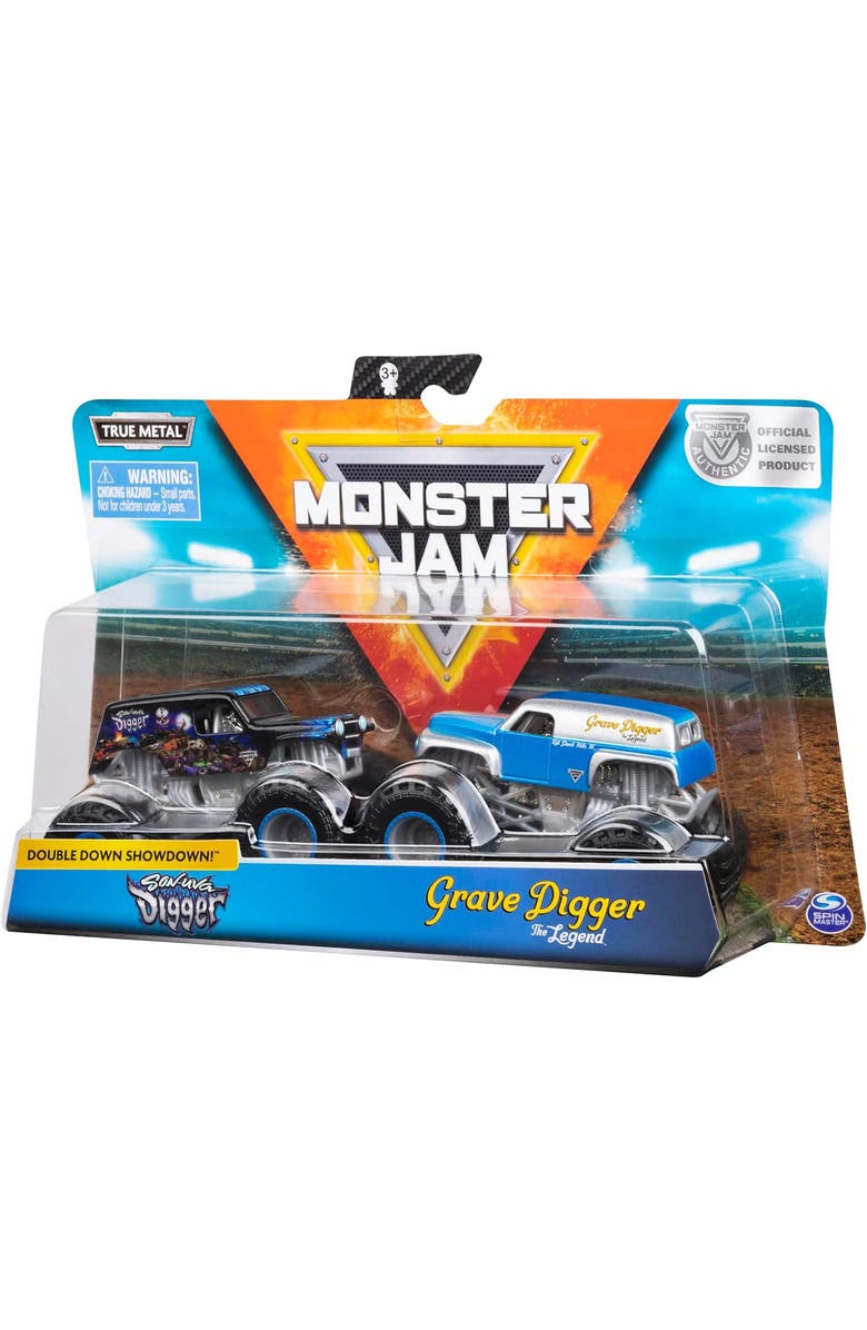 Monster Jam Grave Digger vs Son-Uva Digger Monster Truck Duo Pack- True Metal 164 Scale Die-Cast with Original Grave Digger Paint and Body, Alternate, color, Black