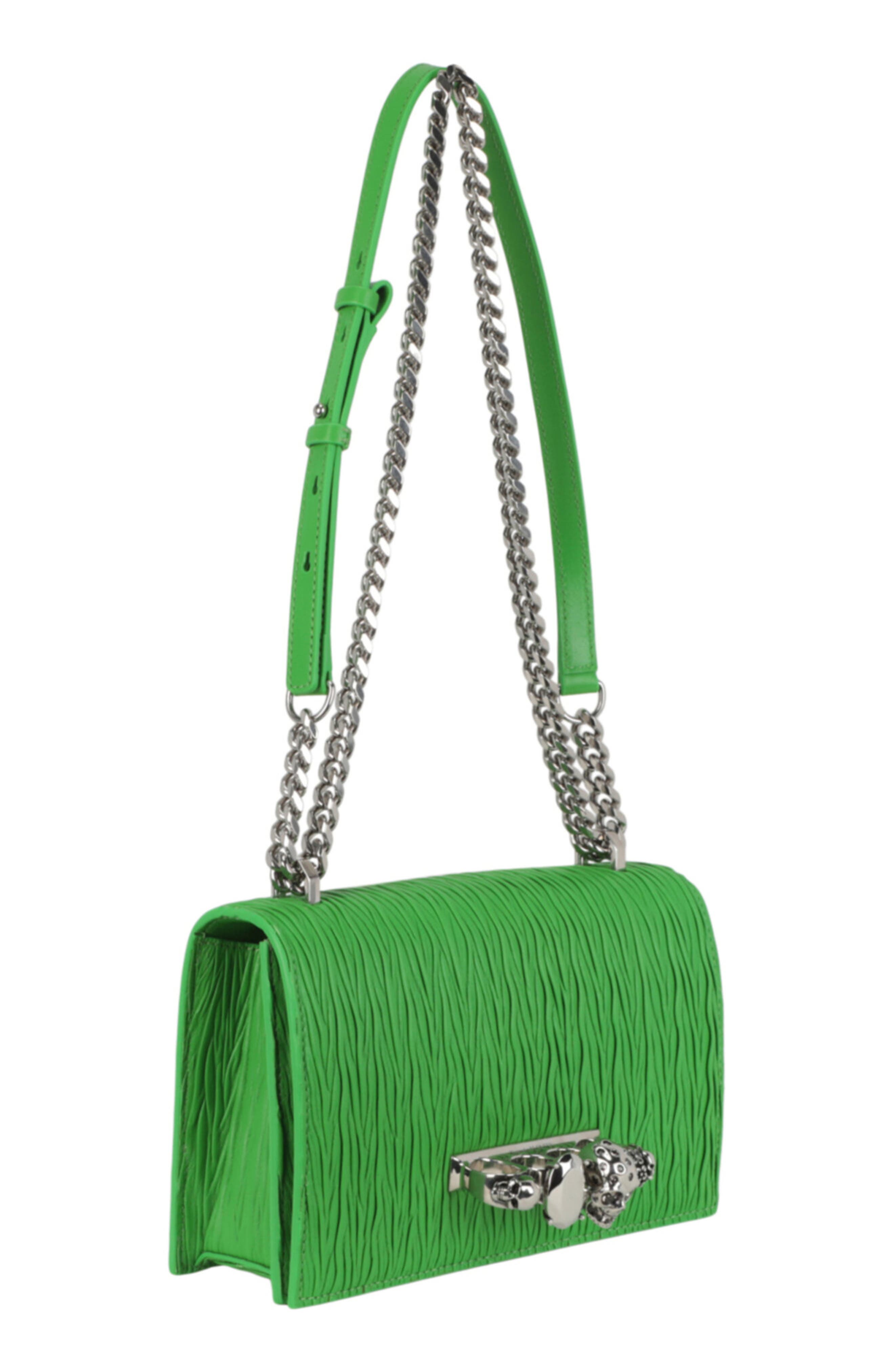 McQueen Mini Jeweled Shoulder Bag, Alternate, color, Acid Green