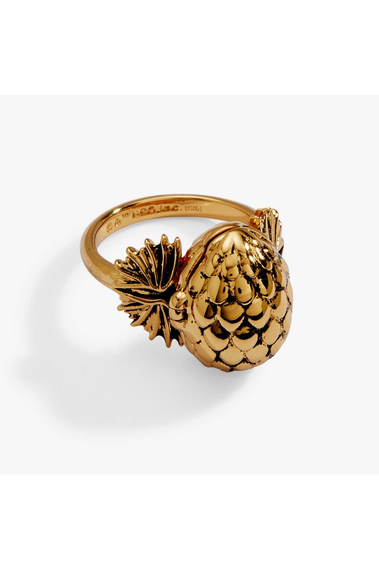 House of the Dragon 'Fire Will Reign' Dragon Egg Locket Ring, Alternate, color, Gold