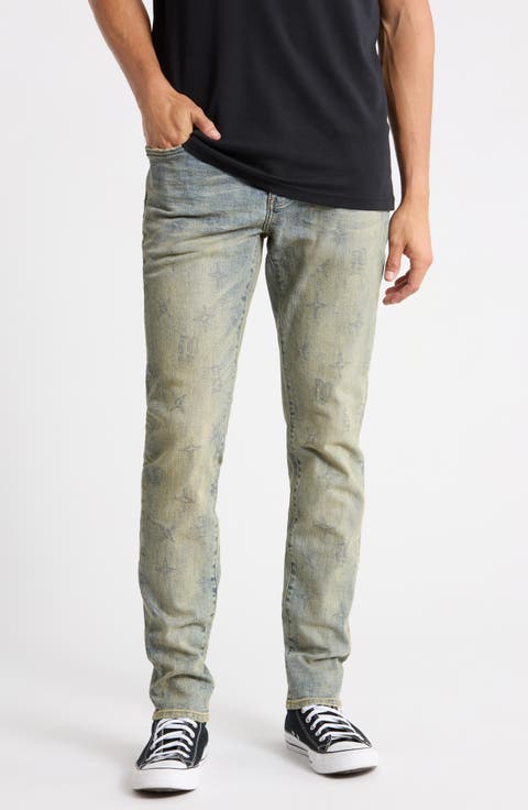 Gothic Wire Monogram Low Rise Skinny Jeans