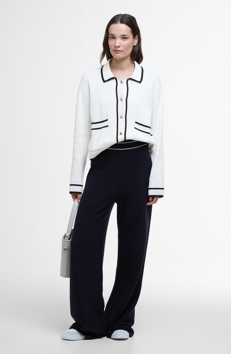 Barbour Jasmine Contrast Detail Cotton Cardigan, Alternate, color, Cloud