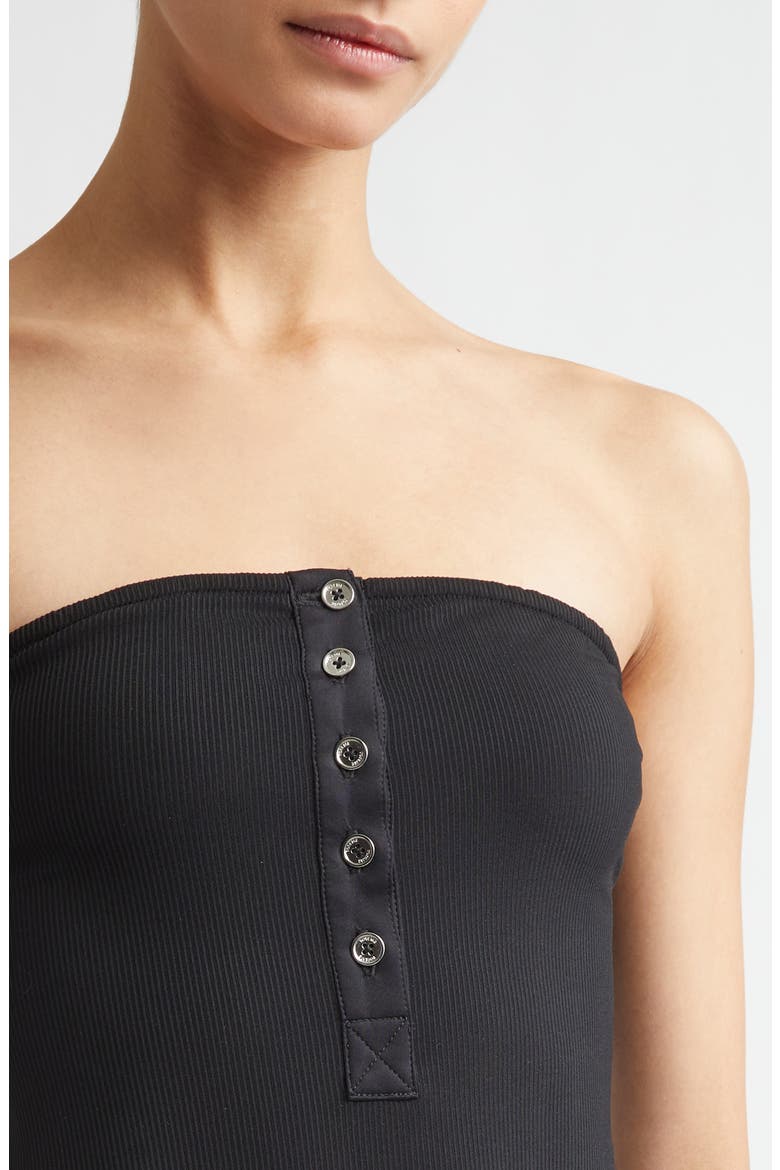 Ribbed Strapless One-Piece Swimsuit, Alternate, color, BLACK