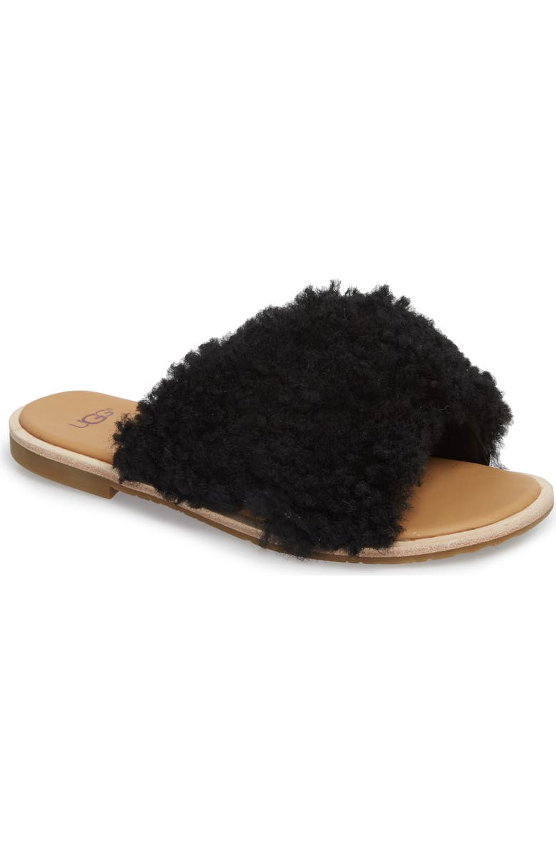 UGG<sup>®</sup> Joni Genuine Shearling Slide Sandal, Main, color,