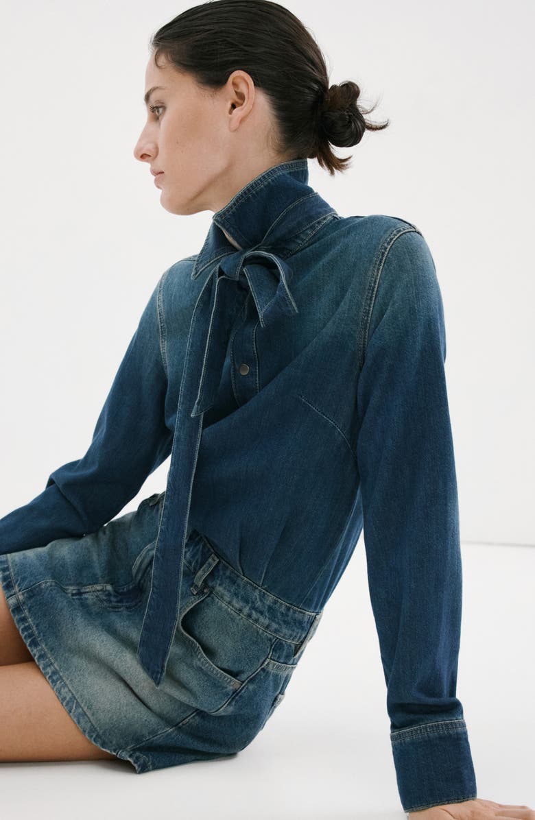 MANGO Combined Denim Dress, Alternate, color, 