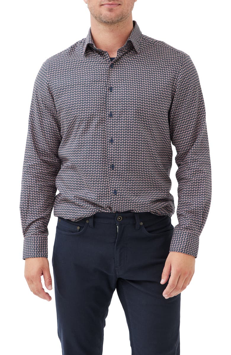 Rodd & Gunn North Cove Sports Fit Geometric Print Button-Up Shirt, Main, color,
