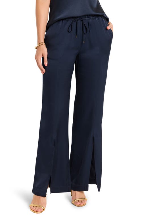 Nic + Zoe 29.5" Wide Leg Polished Jersey Pant In Dark Indigo In Dark Indigo