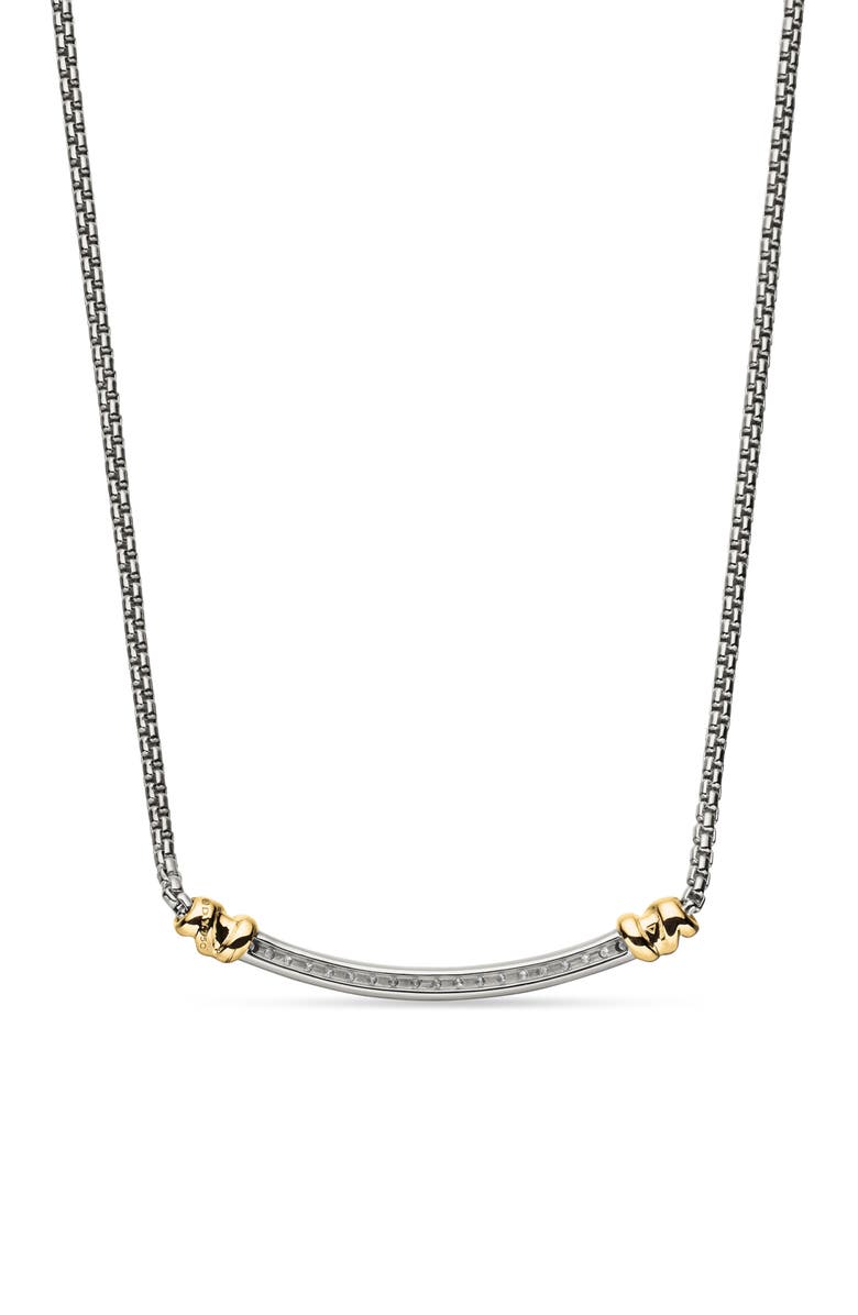 David Yurman Petite Helena Sterling Silver & 18K Yellow Gold Diamond Wrap Station Necklace, 29mm, Alternate, color, Diamond/ Silver