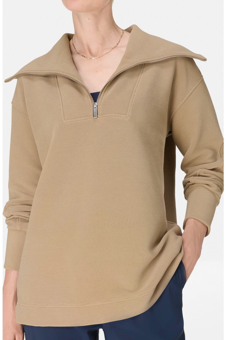 Peaceful Rib Half Zip Sweatshirt, Alternate, color, SEPIA BROWN