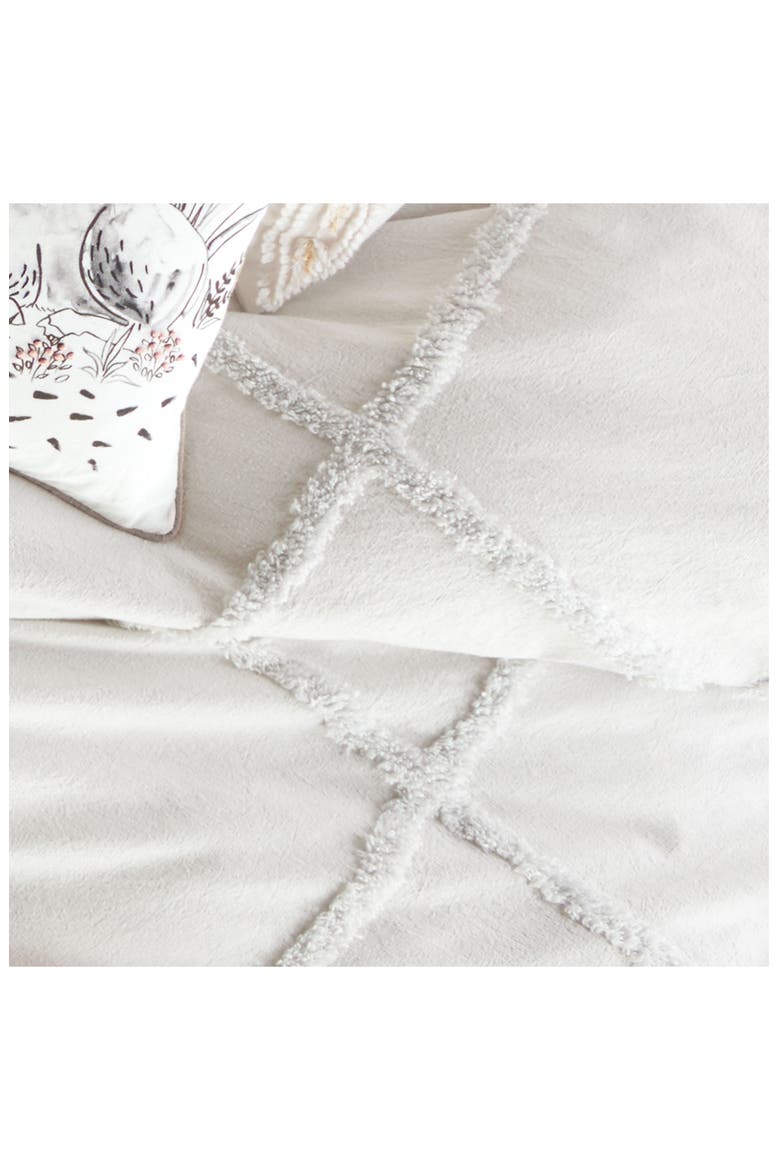 Chenille Lattice Duvet Cover, Alternate, color, GREY