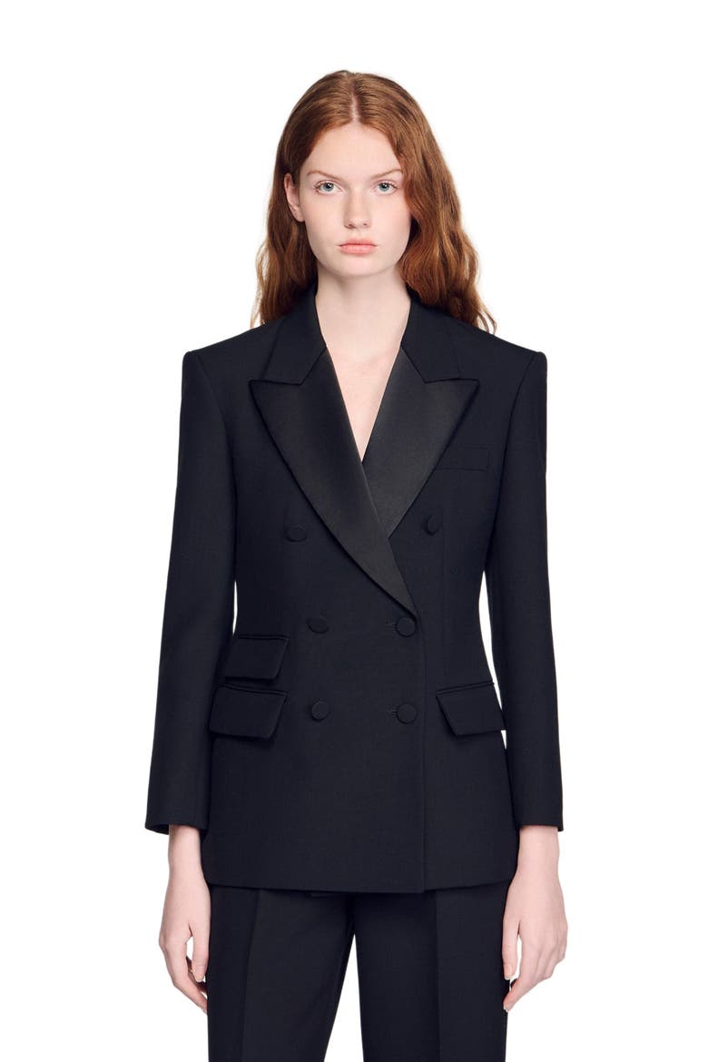 Tuxedo jacket with satin collar, Main, color, Black