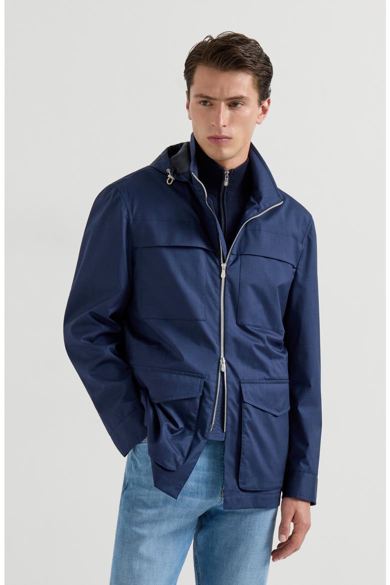 Safari jacket with detachable hood, Main, color, Blue