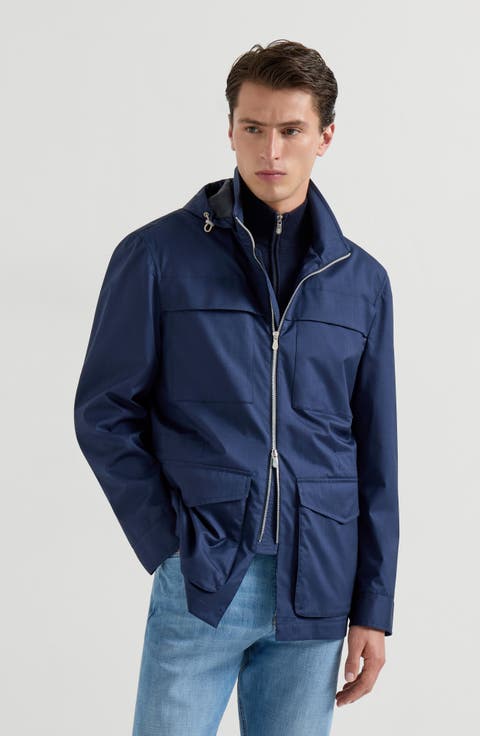 Safari jacket with detachable hood