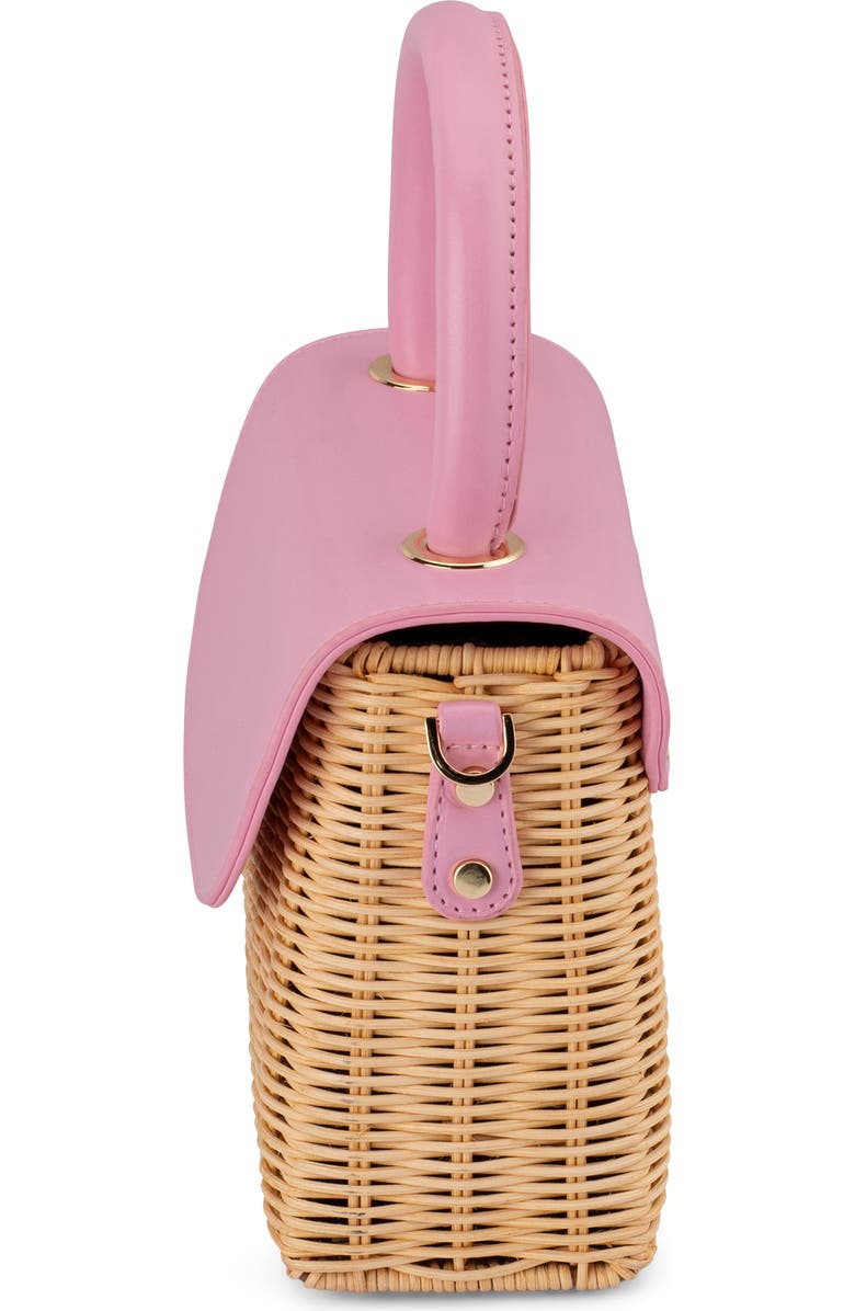 Olga Berg Elle Wicker Top Handle Bag, Alternate, color, Pink