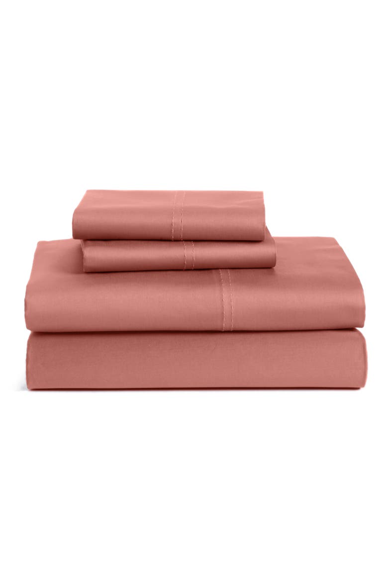 400 Thread Count Organic Cotton Sateen Sheet Set, Main, color, RUST KHAYA
