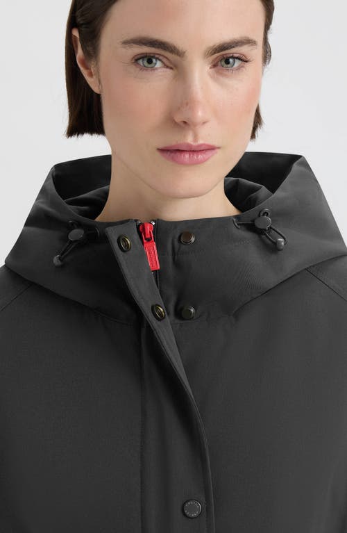 Hunter Violet Hooded Long Trench Coat In Black