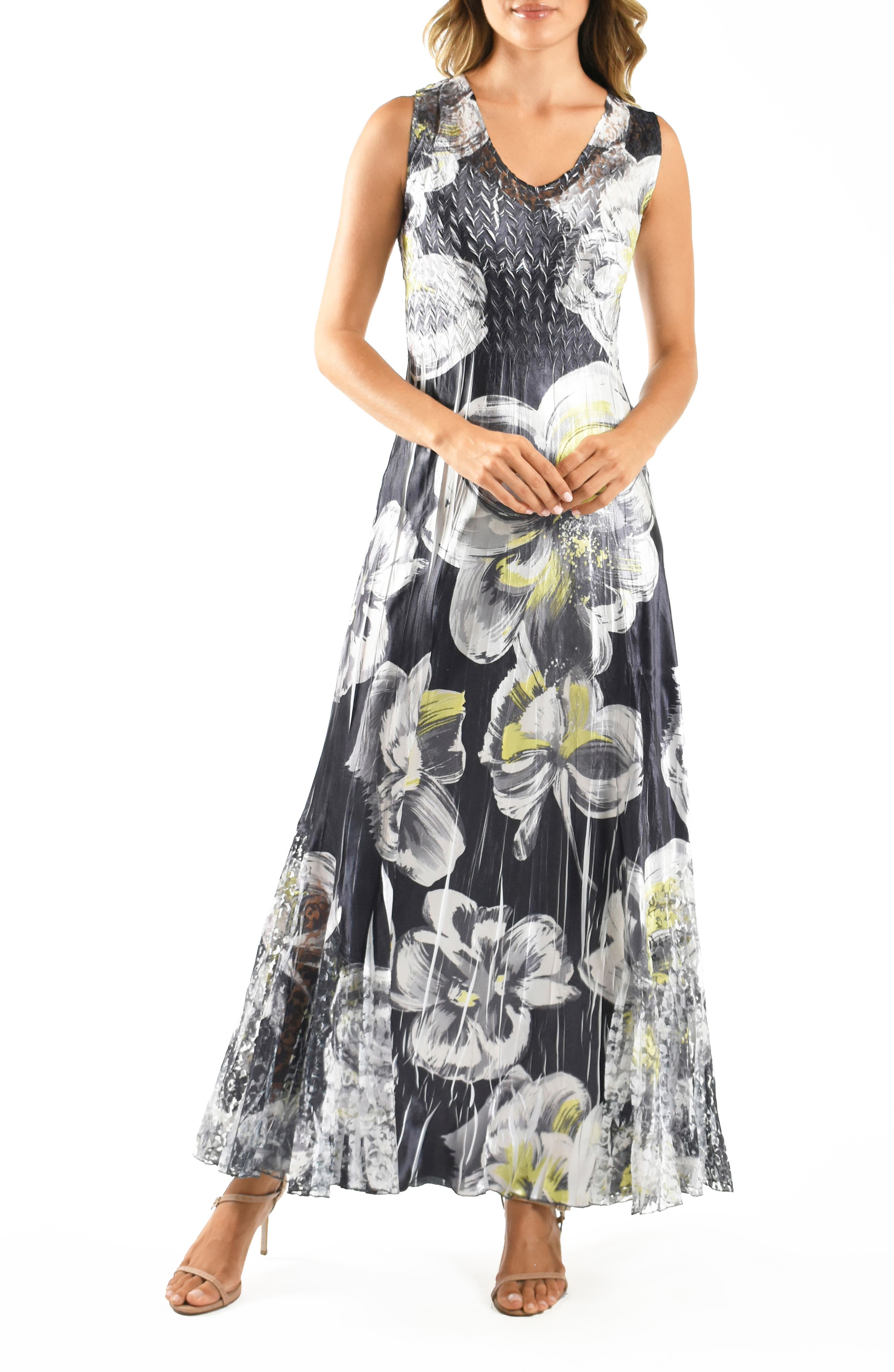 Komarov Lace-Up Back Maxi Cocktail Dress