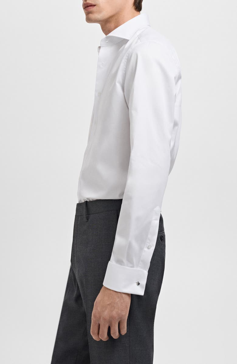 MANGO Slim Fit Cotton Twill Button-Up Shirt, Alternate, color, White