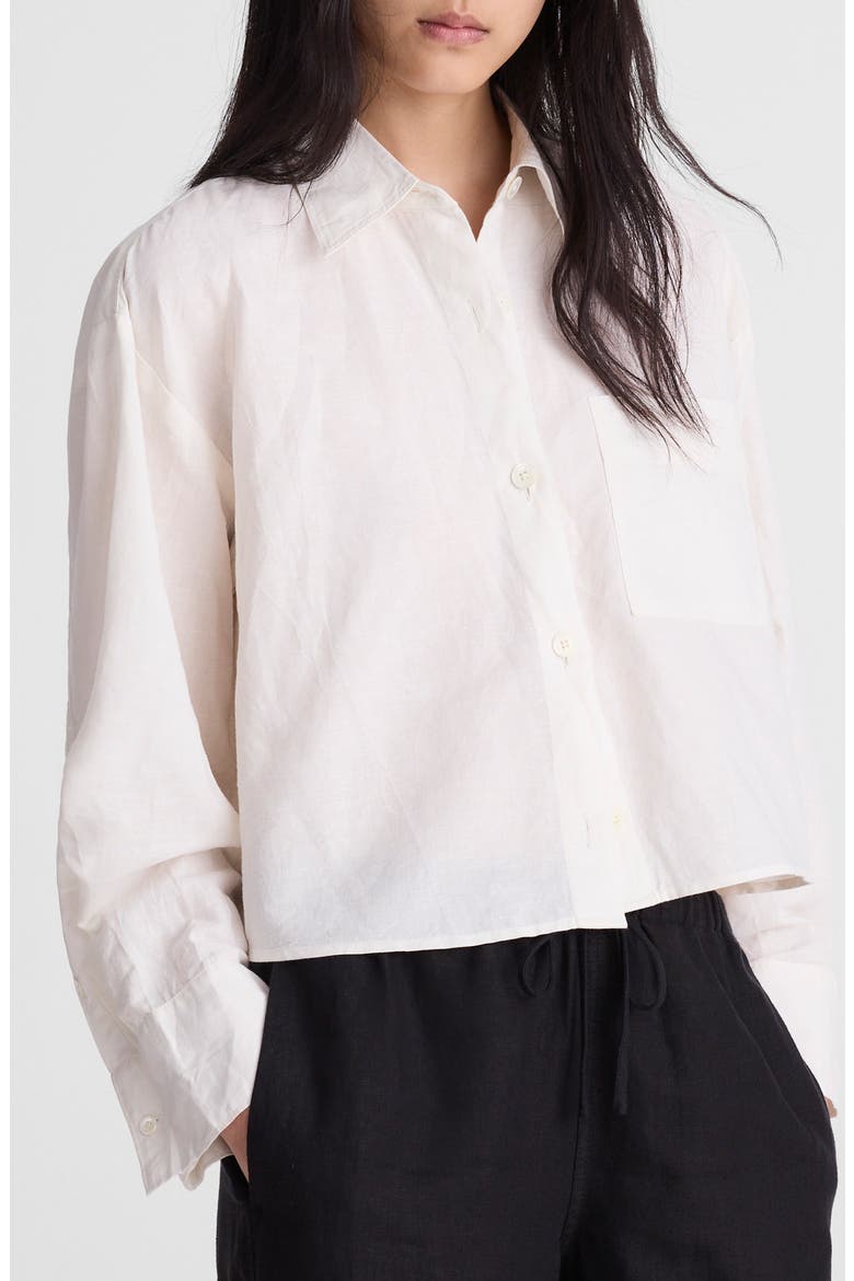 Linen & Cotton Straight Hem Shirt, Main, color, IVORY LINEN