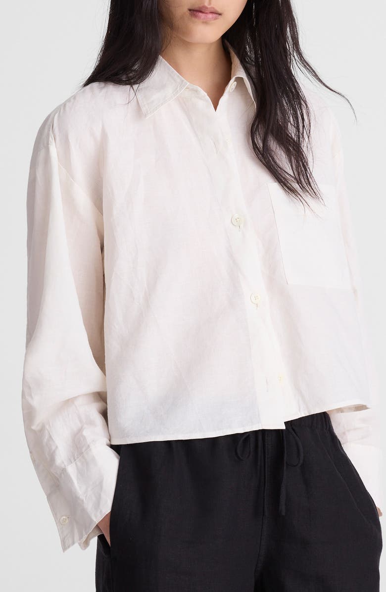 Madewell Linen & Cotton Straight Hem Shirt, Main, color, Ivory Linen