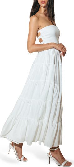 Strapless Tiered Cotton Maxi Sundress