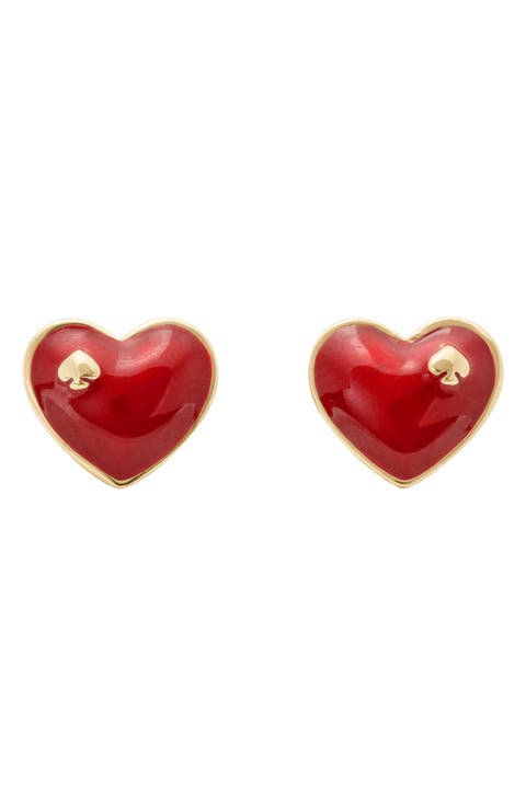 heart spade stud earrings