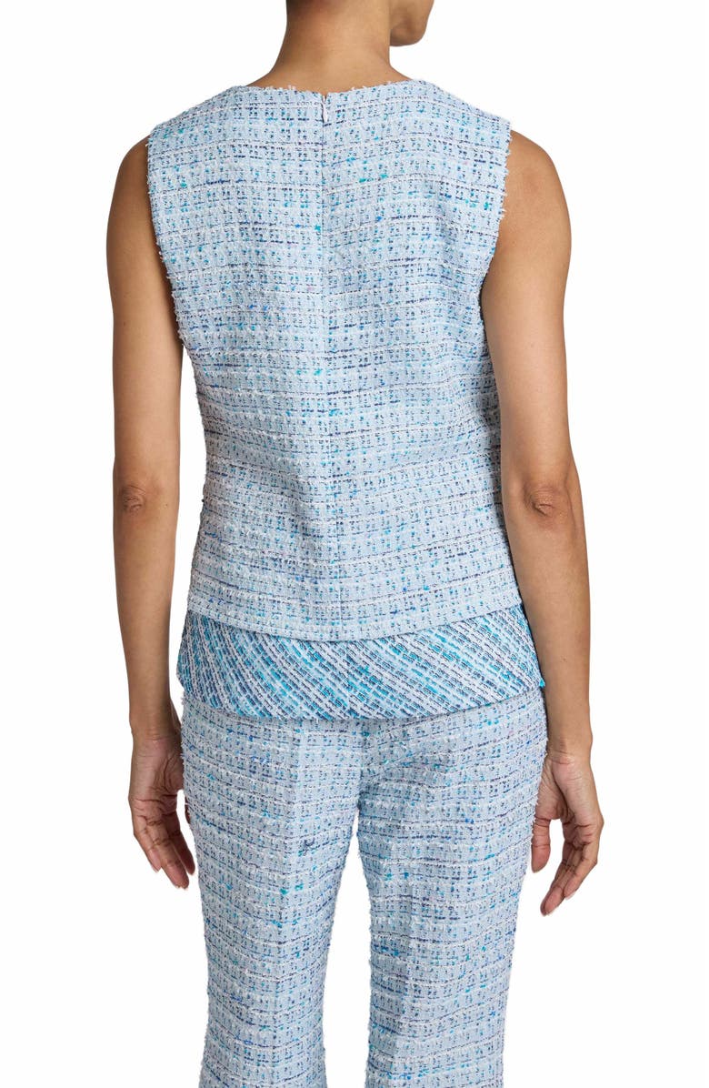 Santorelli CATERINA Sleeveless Top with Zipper Detail in Modern Tweed, Alternate, color, Aquamarine