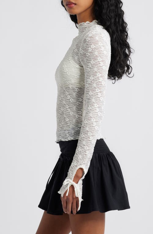 Bp. Funnel Neck Lace Top In White