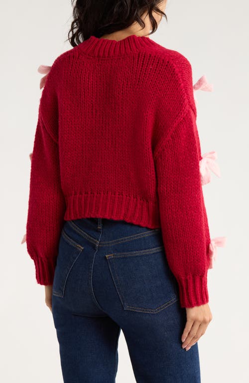 Roffe Accessories Bow Cardigan In Red
