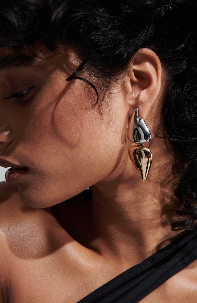 DEMARSON Blaze Mixed Metal Convertible Drop Earrings, Alternate, color, Gold