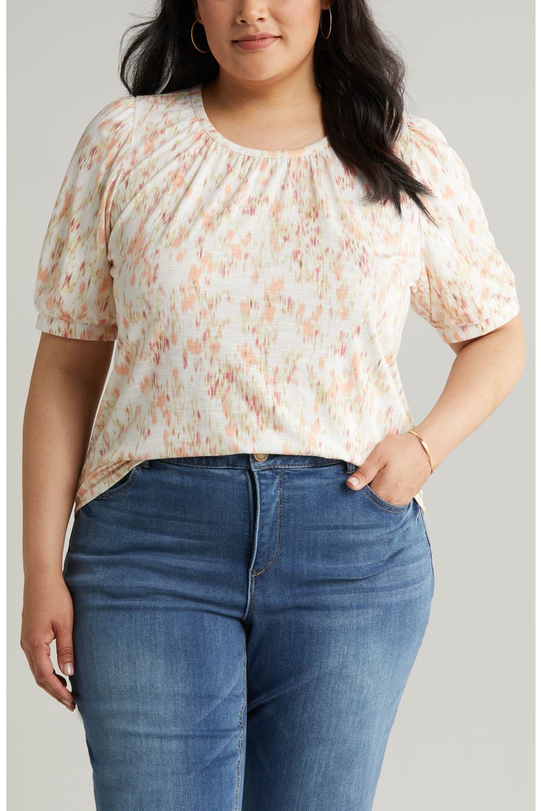 Puff Sleeve Top, Alternate, color, SWEET MELON