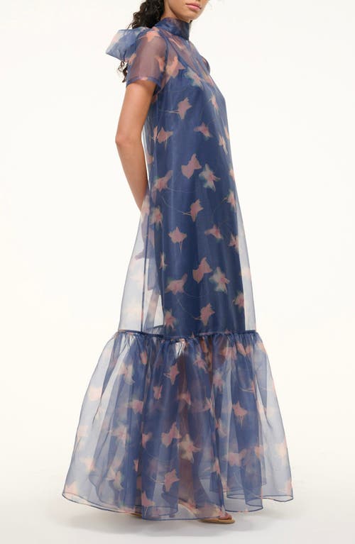 Shop Staud Calluna Maxi Cocktail Dress In Botanical Navy
